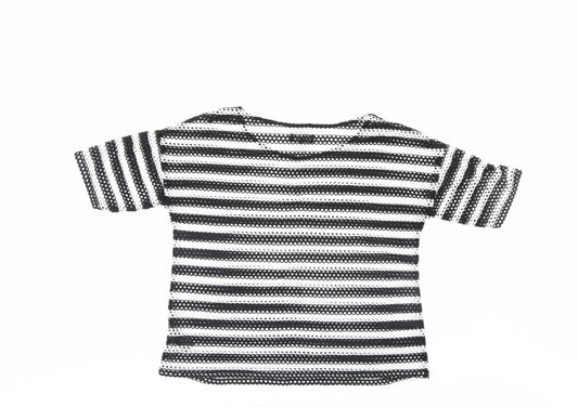 NEXT Womens Black Striped Basic T-Shirt Size 12
