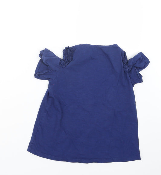Very Girls Blue Basic T-Shirt Size 11 Years - Open Shoulders