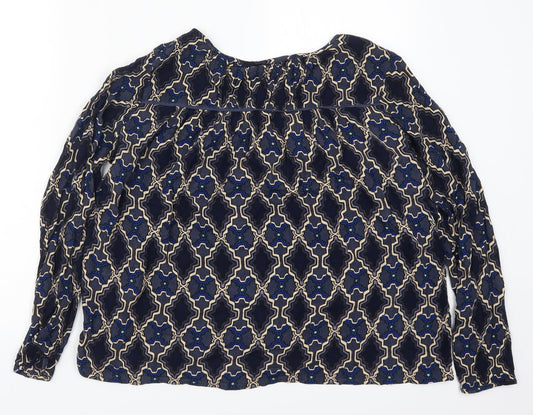 VERO MODA Womens Blue Geometric Basic Blouse Size S