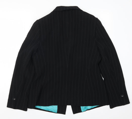 Planet Womens Black Striped Jacket Suit Jacket Size 14