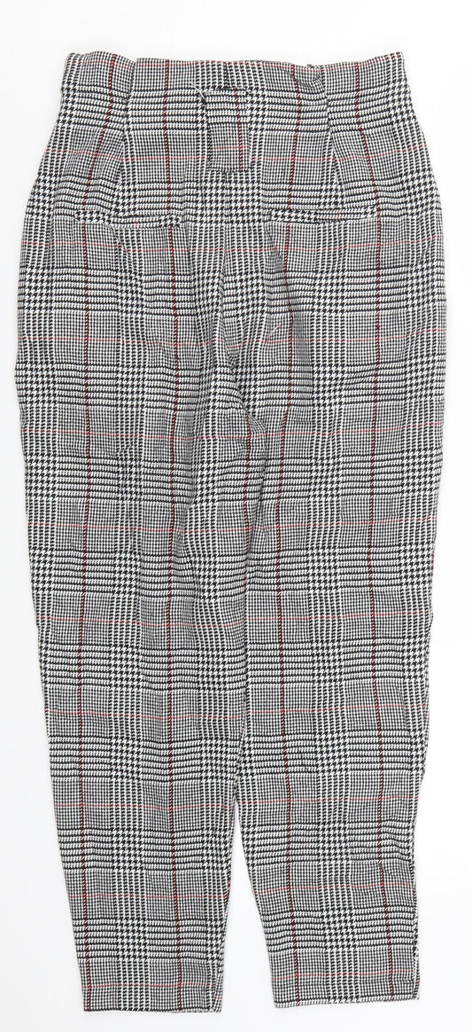 Bershka Womens Grey Houndstooth Trousers Size 10 L24 in
