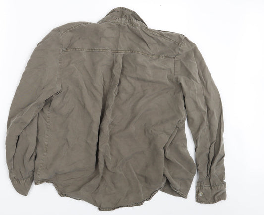 Pimkle Womens Brown Basic Button-Up Size L