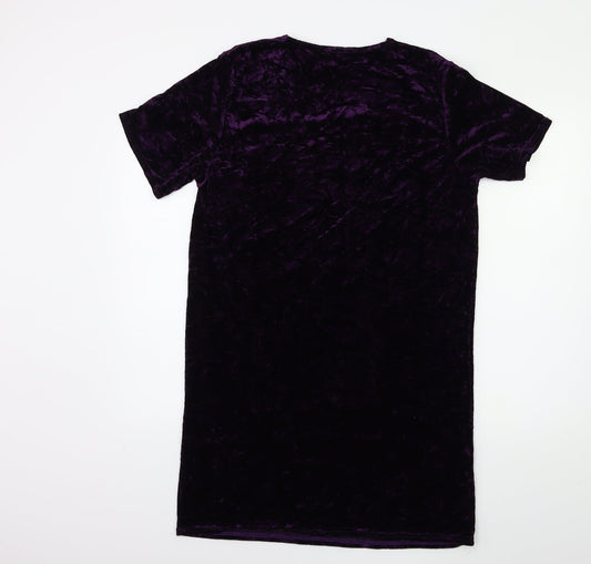 Boohoo Womens Purple Velour Shift Size 10