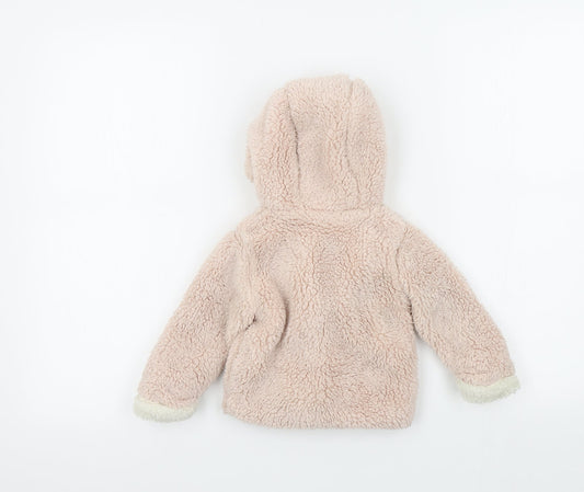 Preworn Girls Pink Colourblock Basic Coat Jacket Size 6-9 Months