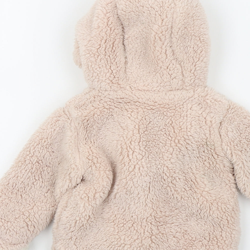 Brand and care label for Preworn girls’ pink colourblock basic coat jacket, size 6-9, months
