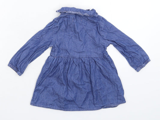 Primark Girls Blue Denim Shirt Dress Size 9-12 Months