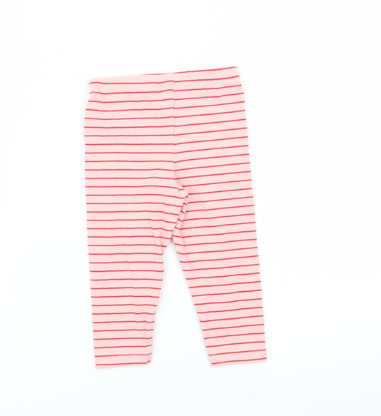 fred and flo Girls Pink Striped Jogger Trousers Size 9 Months - leggings