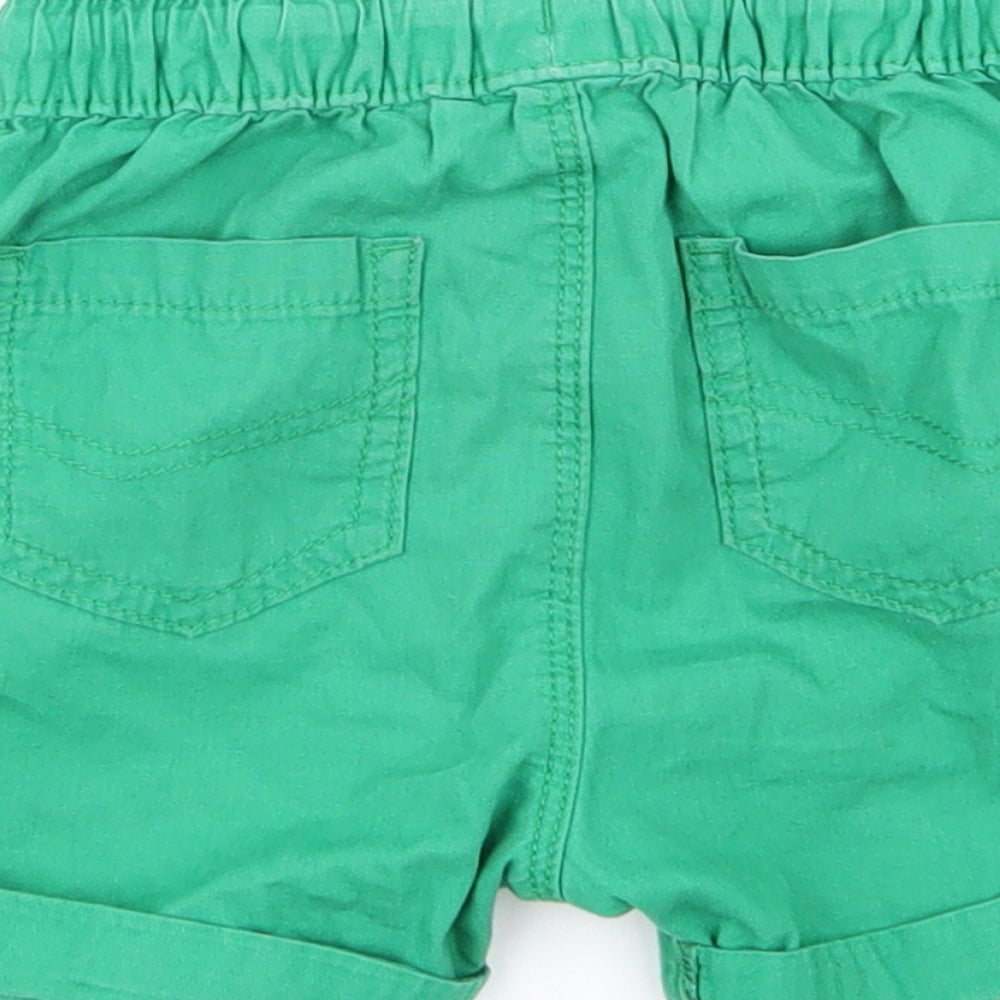 Brand and care label for Asda George boys’ green capri trousers, size 12-18, months - chino shorts
