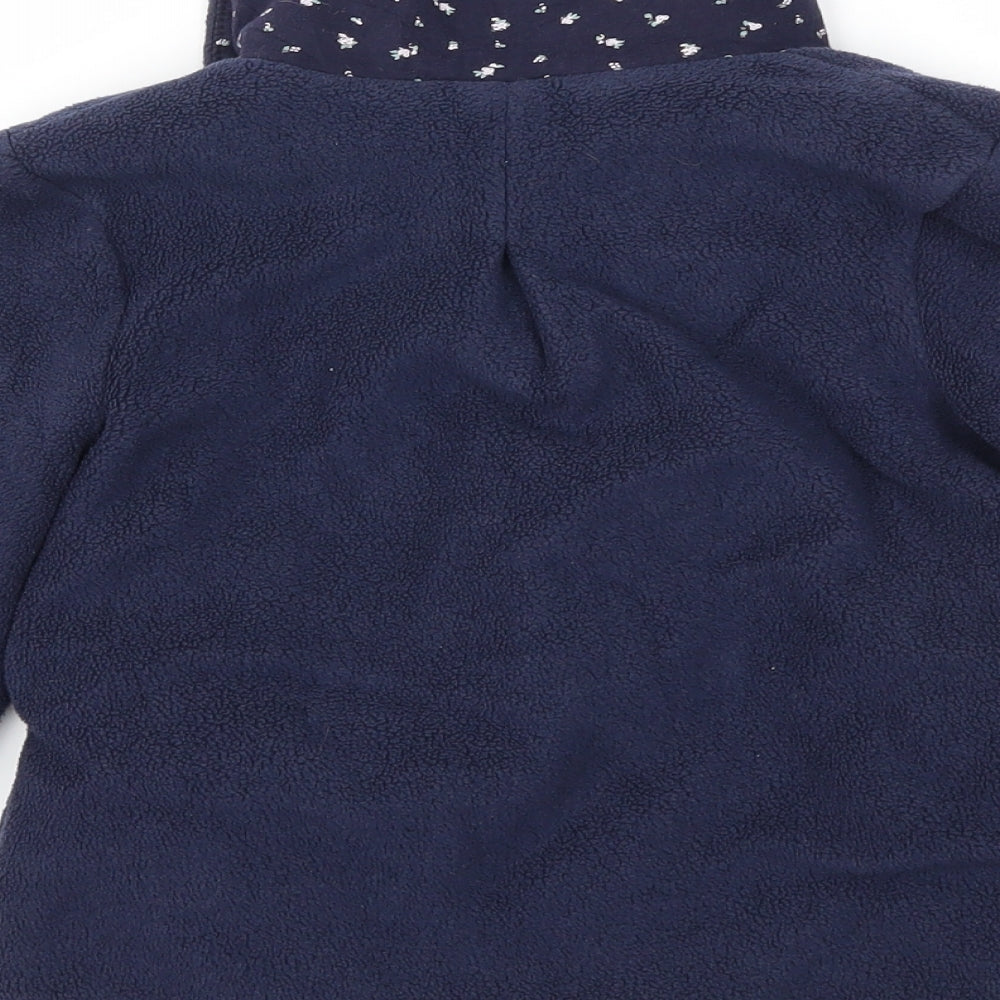 Brand and care label for Next girls’ blue basic coat coat, size 3-4, years