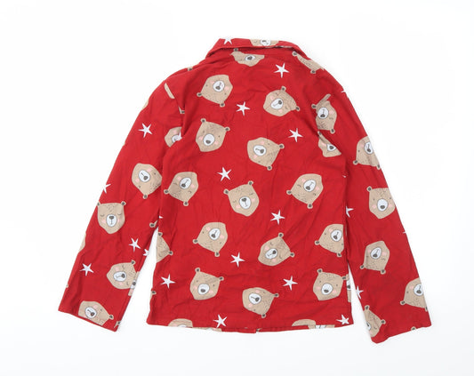 GIRLS Girls Red Animal Print Top Pyjama Top Size 10-11 Years
