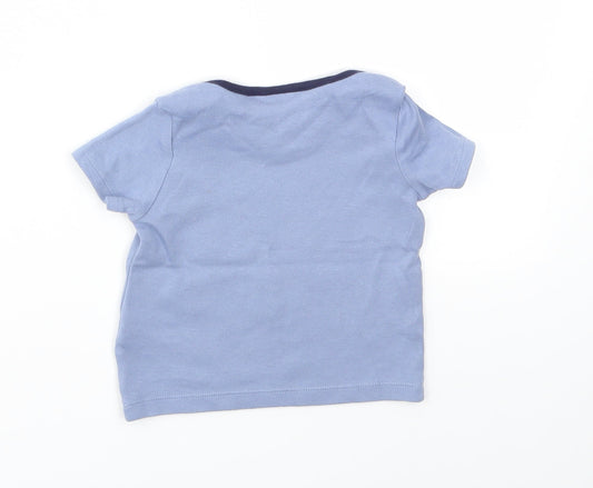 Disney Boys Blue Animal Print Basic T-Shirt Size 6-9 Months