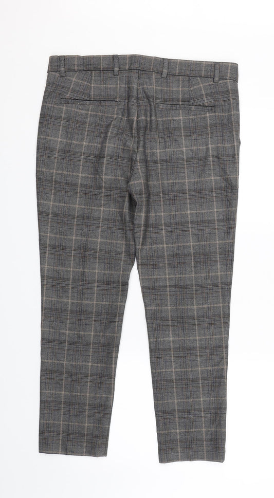 River Island Womens Grey Check Carrot Trousers Size 34 L25.5 in