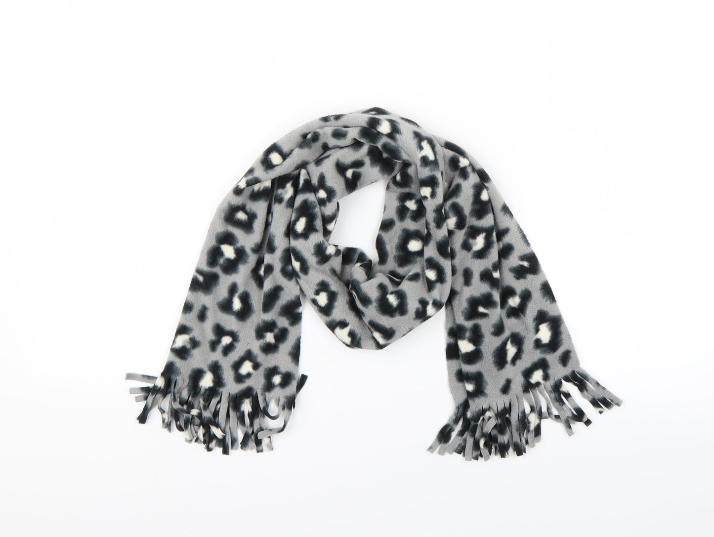 Preworn Womens Grey Animal Print Fleece Scarf