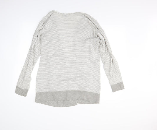 Verve Ami Womens Grey Striped Cardigan Jumper Size M