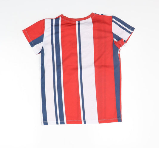 Matalan Boys Red Striped Basic T-Shirt Size 11 Years