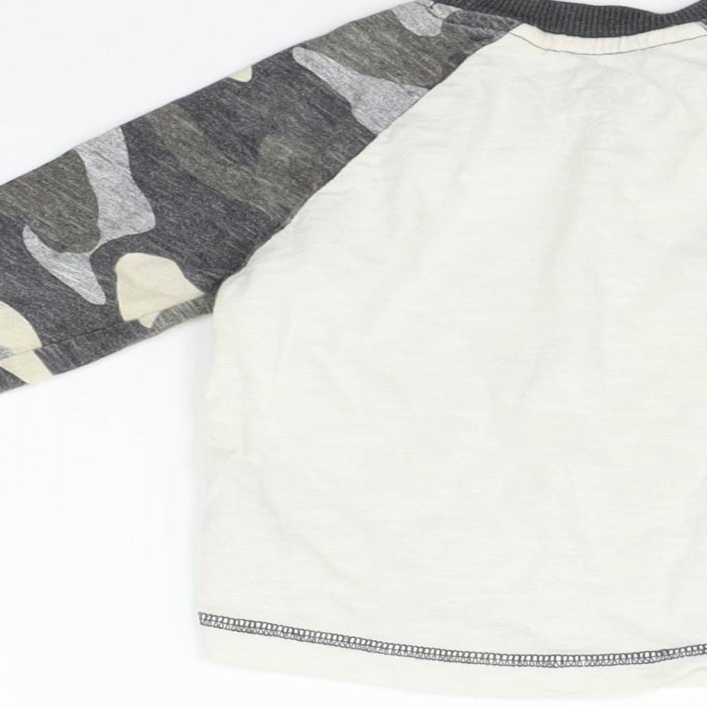 Brand and care label for Next boys’ grey basic t-shirt, size 6-9, months - amaze