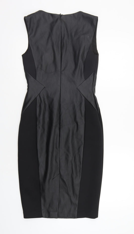 Oasis Womens Black Houndstooth A-Line Size 8