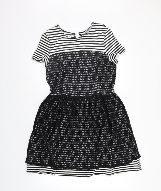 Skye Womens White Striped A-Line Size 14