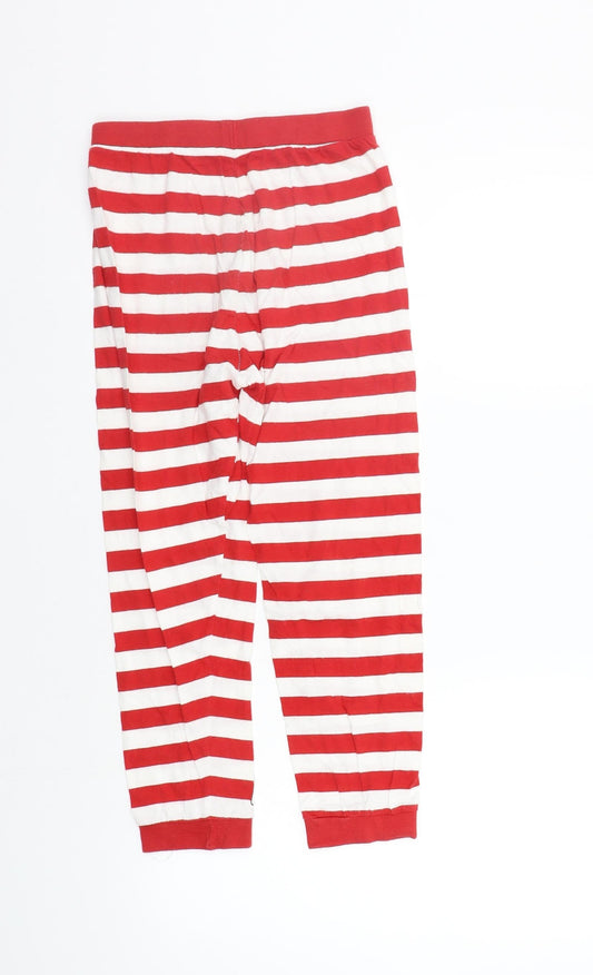 Primark Girls Red Striped Top Pyjama Pants Size 9-10 Years - Elastic Waist Band