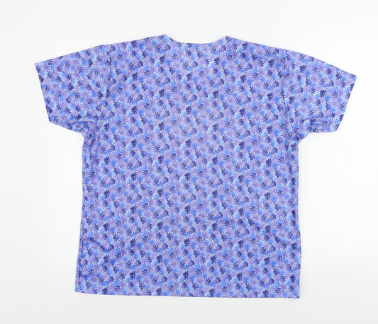 CANDA Womens Blue Floral Basic Blouse Size XL