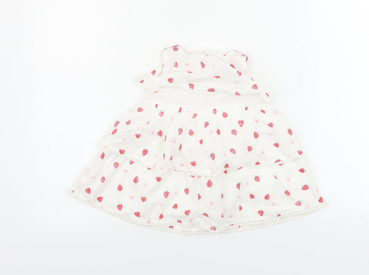 George Girls White Floral A-Line Size 9-12 Months
