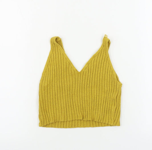 Oyisis Womens Yellow Basic Tank Size M