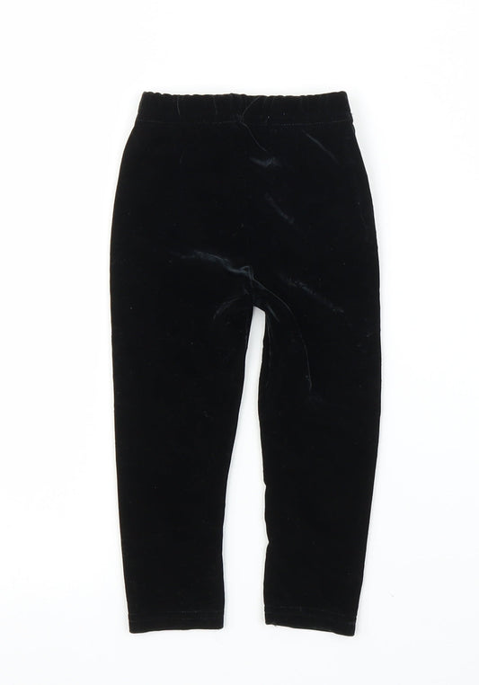 M&S Girls Black Velvet Capri Leggings Size 12 Months