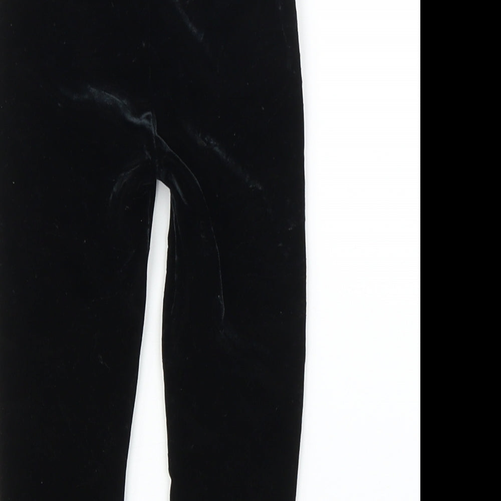 M&S Girls Black Velvet Capri Leggings Size 12 Months