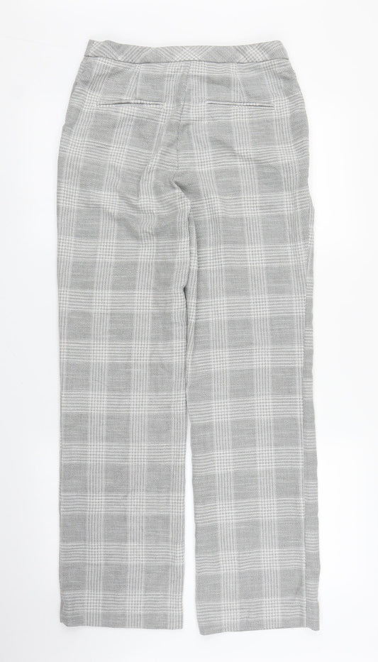 H&M Womens Grey Plaid Trousers Size 10 L28 in