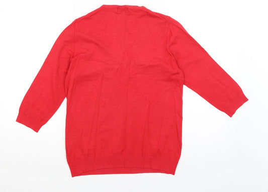 M&S Womens Red Pullover Jumper Size 12