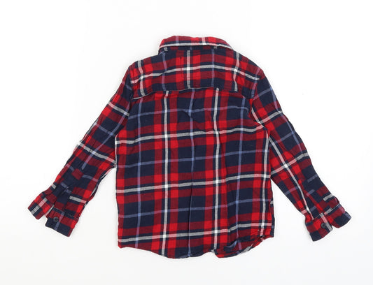 Rebel Boys Red Plaid Basic Button-Up Size 3-4 Years