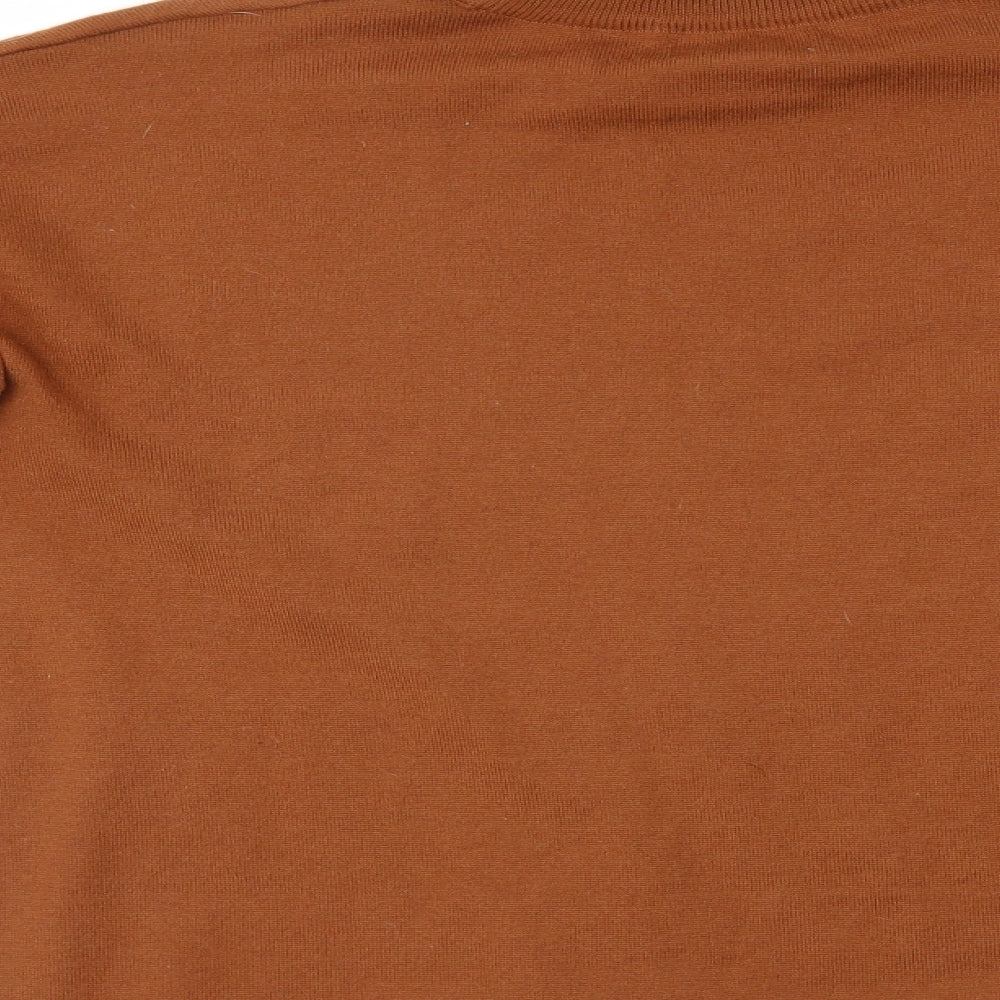 Brand and care label for Papaya women’s brown jumper, size L