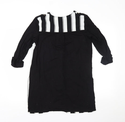 Marks and Spencer Womens Black Striped Basic Button-Up Size 10