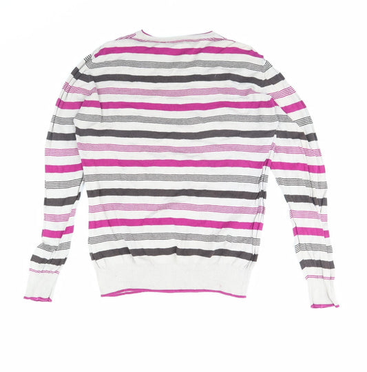 SOFT GREY Womens Beige Striped Pullover Jumper Size XL