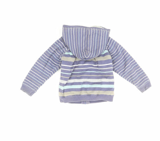 Preworn Boys Blue Striped Jacket Size 24 Months