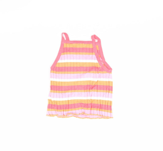 H&M Girls Multicoloured Striped Cropped Tank Size 2 Years