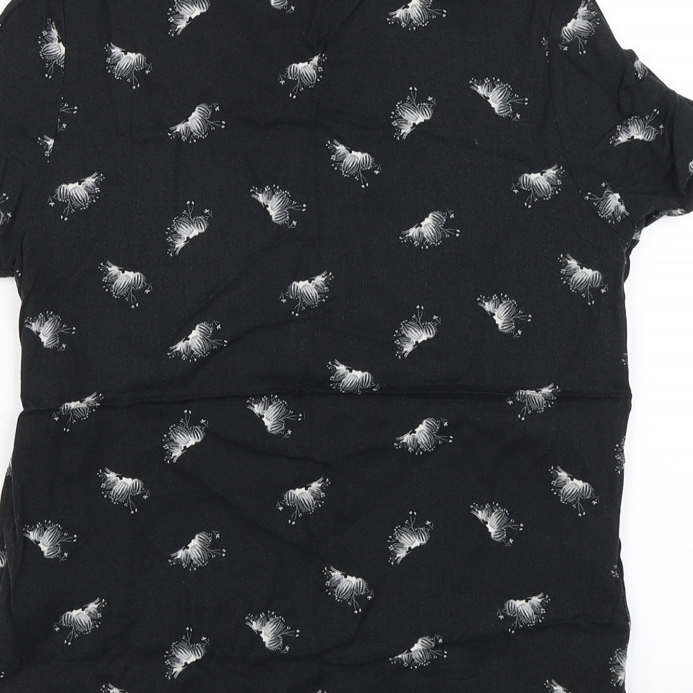 Gap Womens Black Floral Basic T-Shirt Size XS