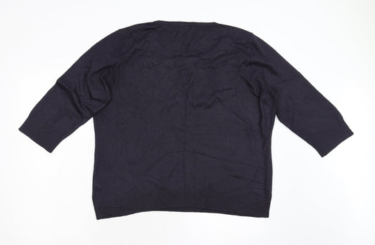 Per Una Womens Blue Knit Pullover Jumper Size 18
