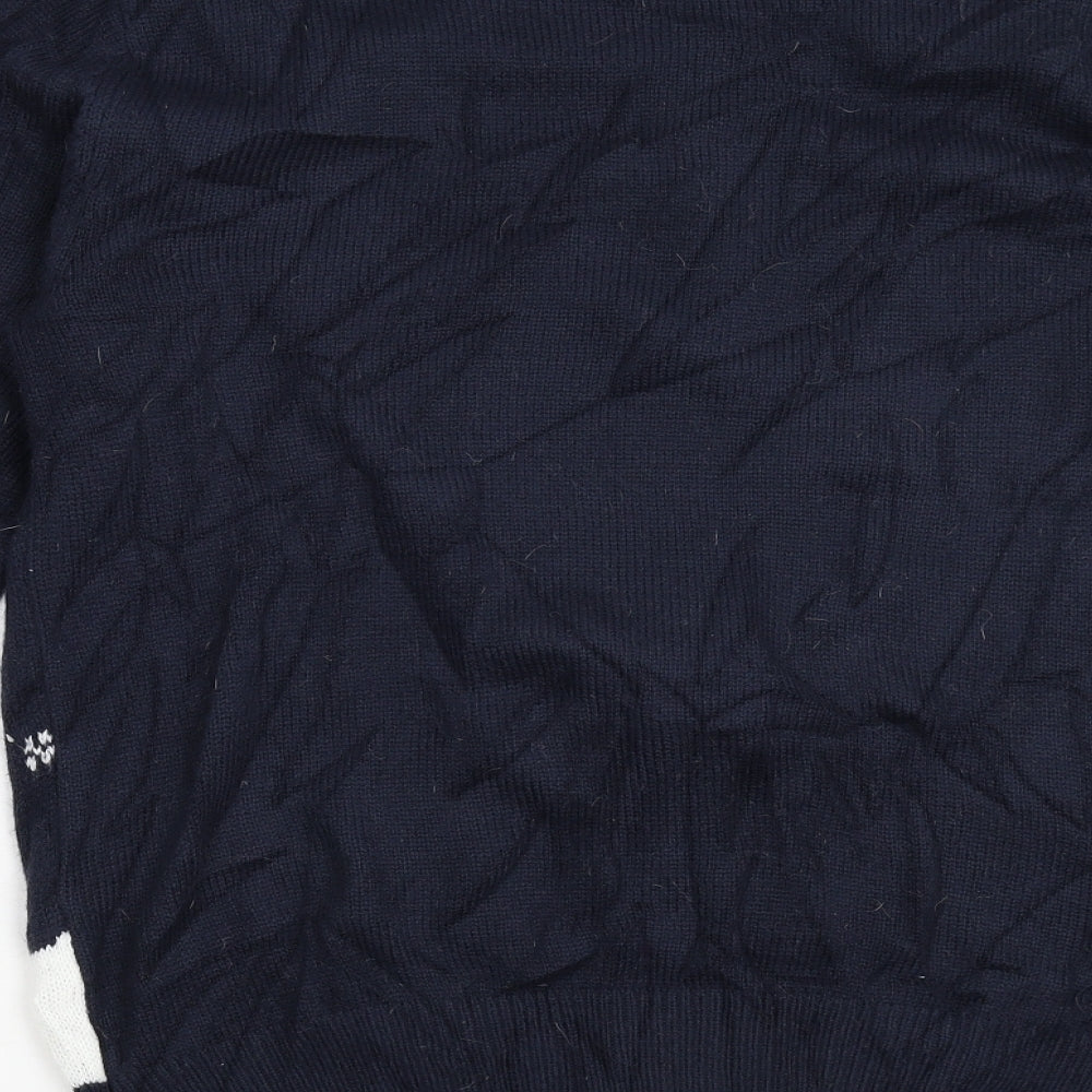 George Mens Blue Knit Pullover Jumper - Christmas