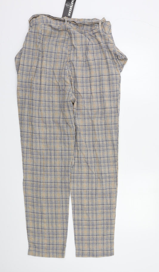 HEARTBREAK Womens Beige Check Trousers Size 12 L27 in
