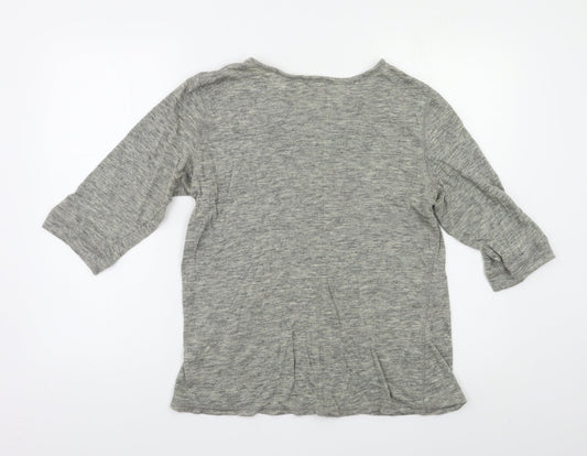M&S Womens Grey Basic Blouse Size 14 - Embelished Neckline