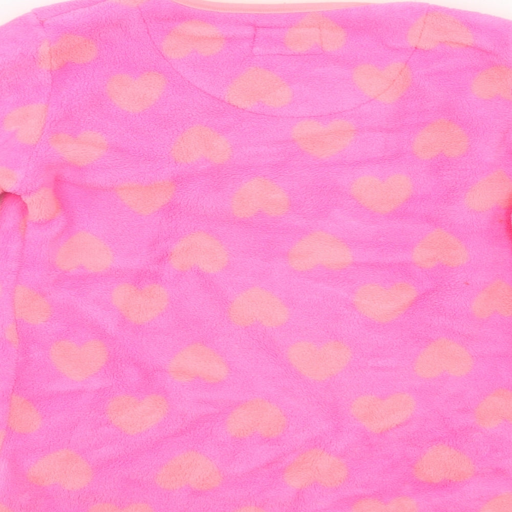 YD Girls Pink Geometric Top Pyjama Top Size 10 Years - hearts