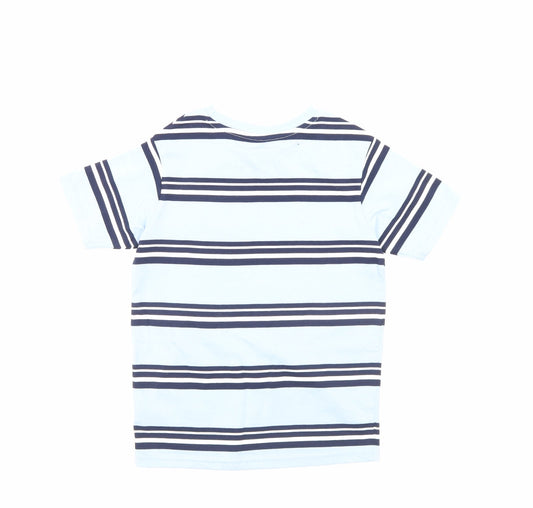 George Boys Blue Striped Basic T-Shirt Size 6-7 Years