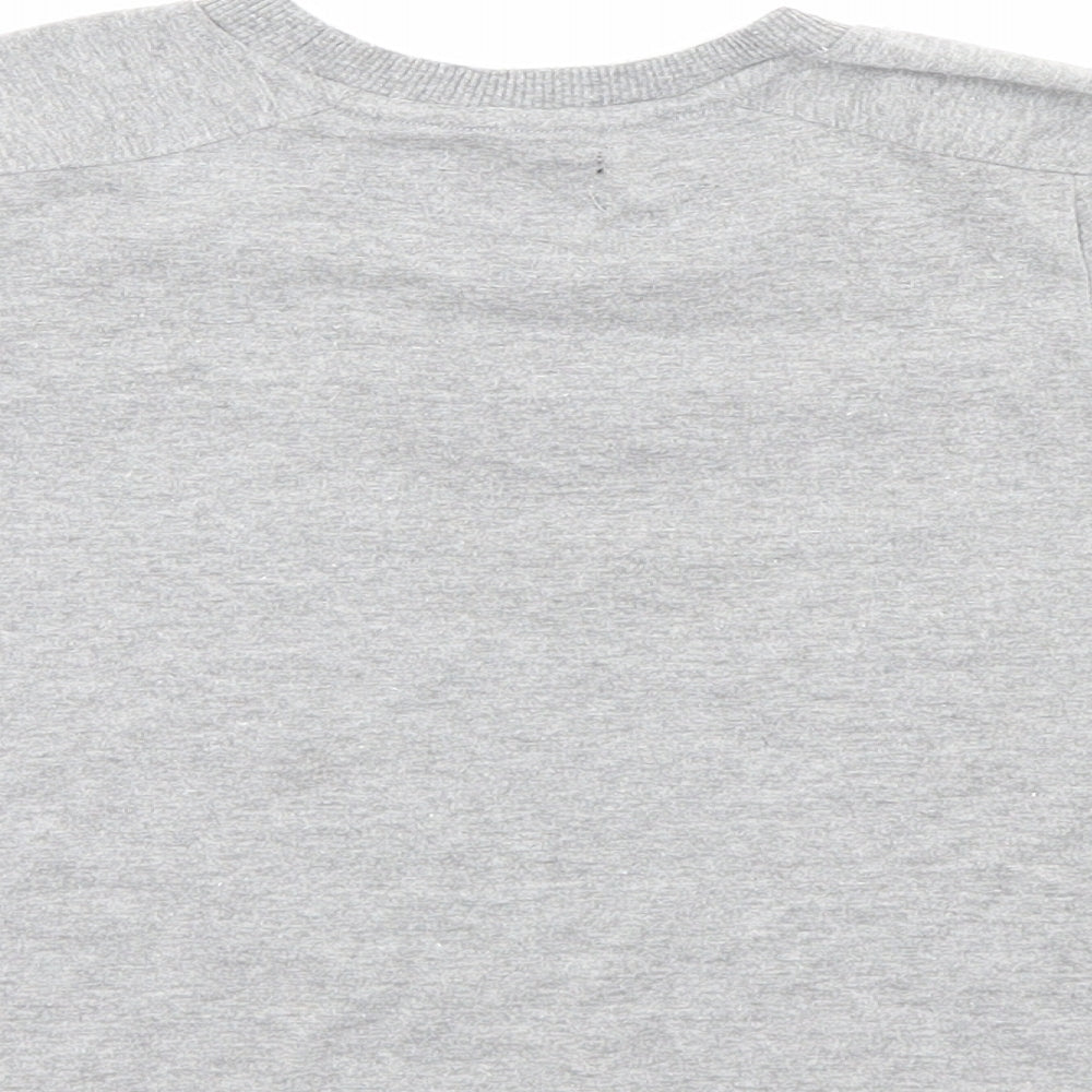Brand and care label for Fierce Frank boys’ grey jumper, size 12-18, months