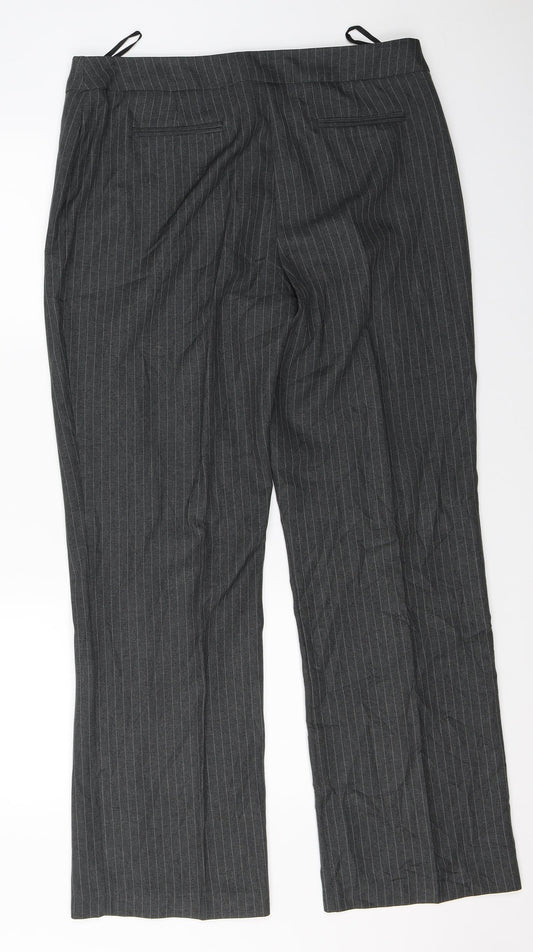 Preworn Womens Grey Striped Dress Pants Trousers Size 14 L28 in