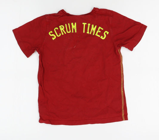 M&S Boys Red Basic T-Shirt Size 5-6 Years