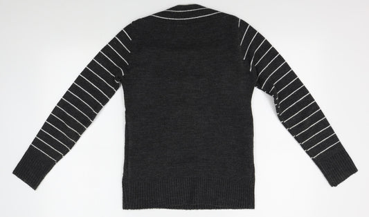 Impulse Womens Grey Striped Pullover Jumper Size M