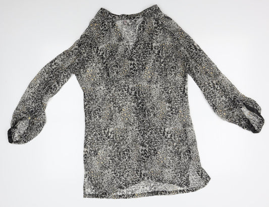 papersun Womens Grey Animal Print Cardigan Jumper Size 10