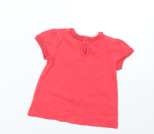 George Girls Red Basic T-Shirt Size 0-3 Months