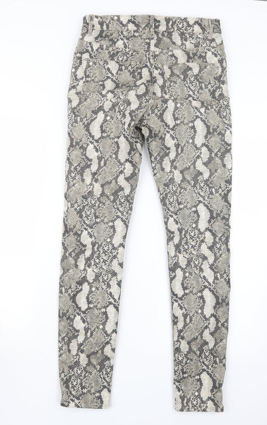 H&M Womens Grey Animal Print Trousers Size 10 L29 in